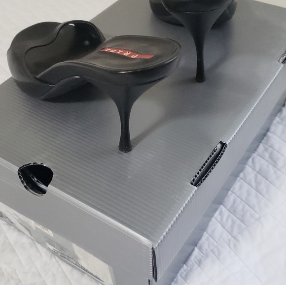 Prada Sport Black Leather Sandals - Picture 2 of 2